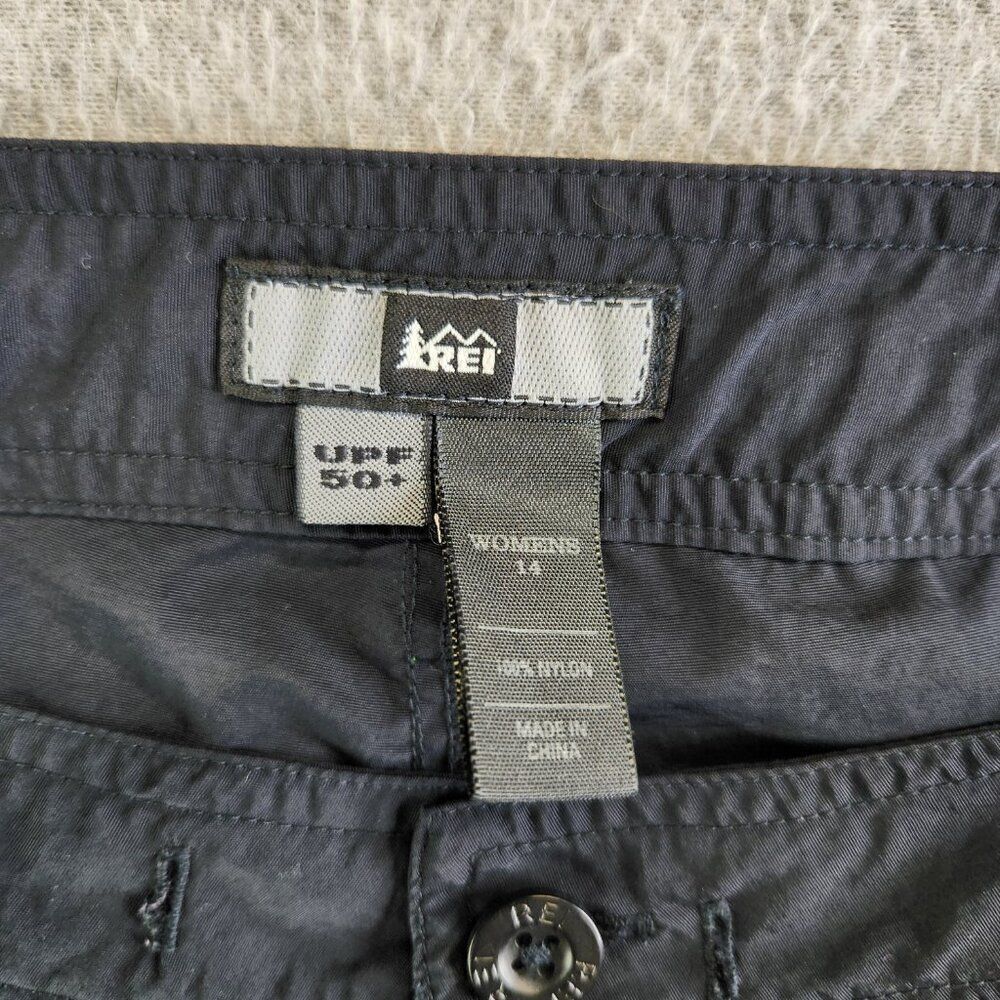 REI Pants Womens 14 Black Cropped Straight UPF 50 Backpacking Hiking Trails - Picture 9 of 16